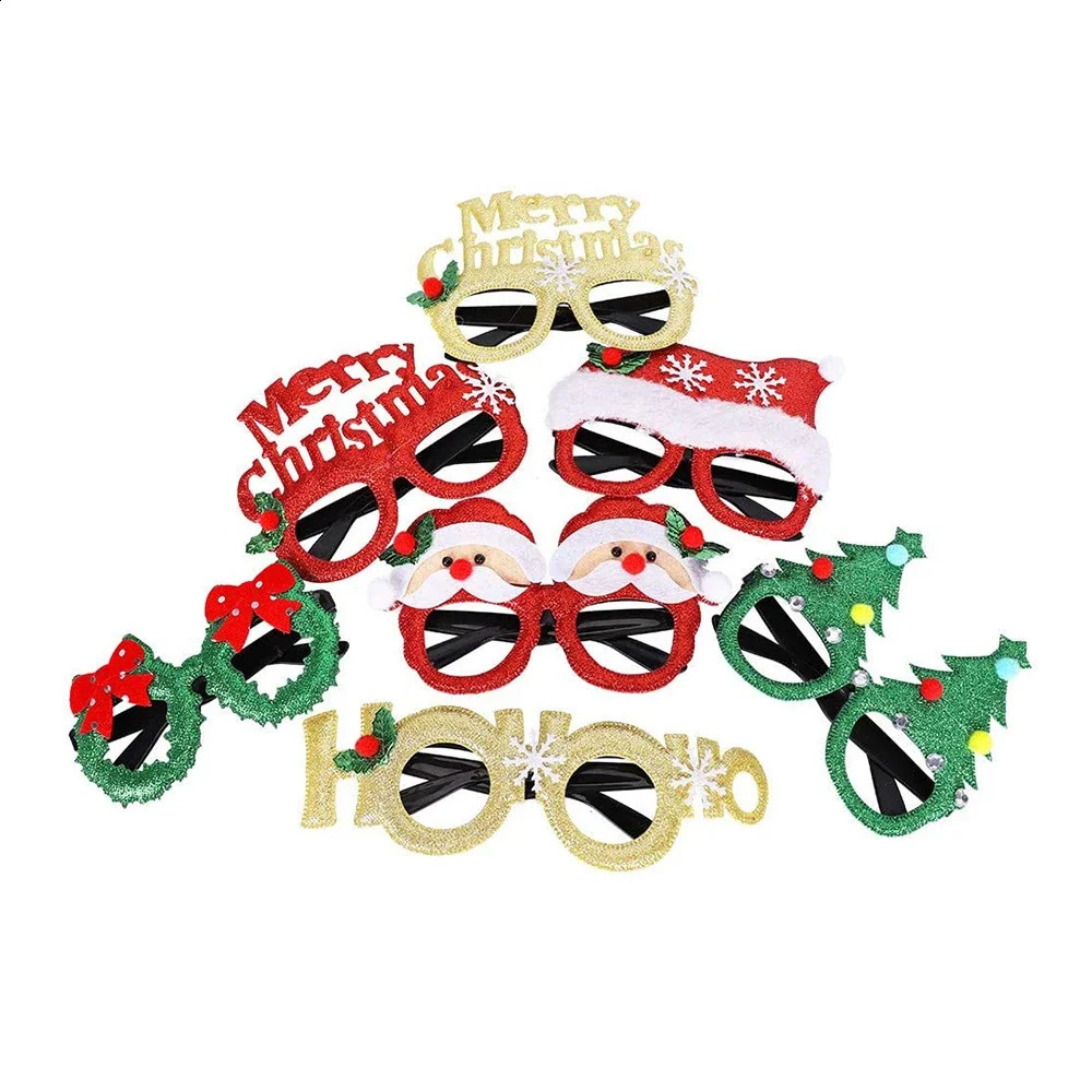 12 Christmas Glasses Sparkling Party Glasses Frame Christmas Decoration Clothing Christmas Party Holiday Discount Glasses 241018