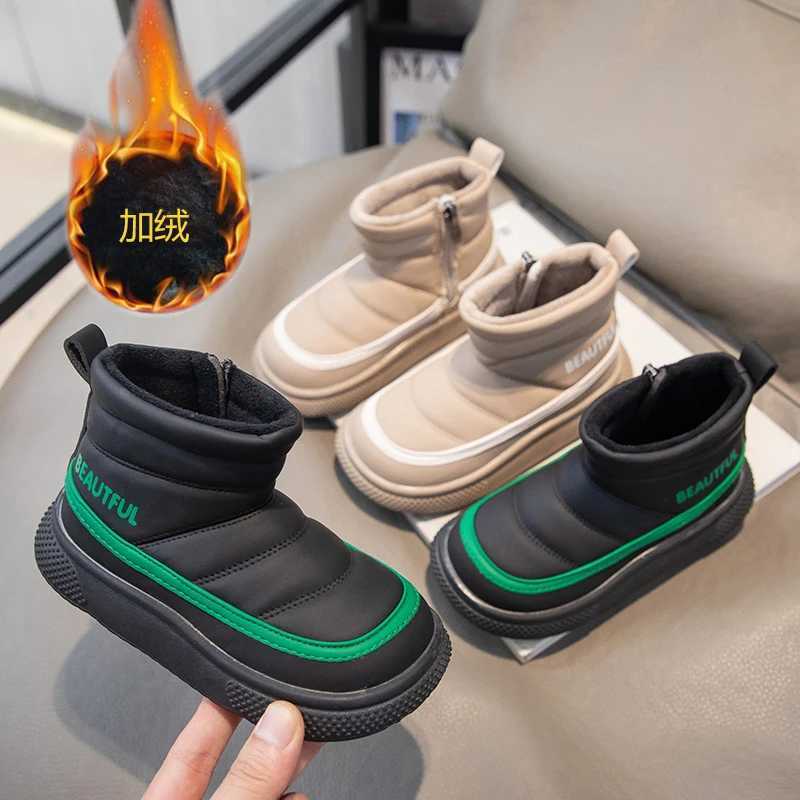 Boots Winter childrens snow boots velvet and thick boots girls and boys boots anti slip waterproof fashionable and soft childrens cotton shoes H241018
