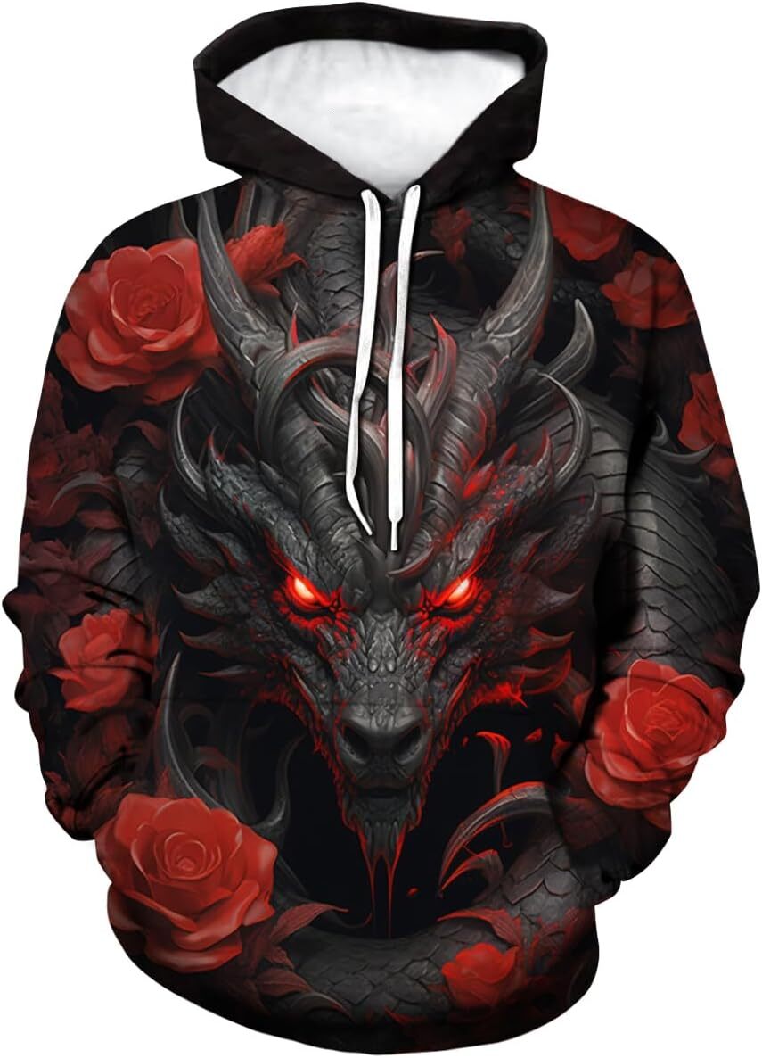 Hoodie for Mens Womens Mens Dragon Pattern Hoodie 3D Graphic Hoodies Casual Long Sleeve Sweatshirt Graphic Hoodies sweatshirt Fashionable and Warm
