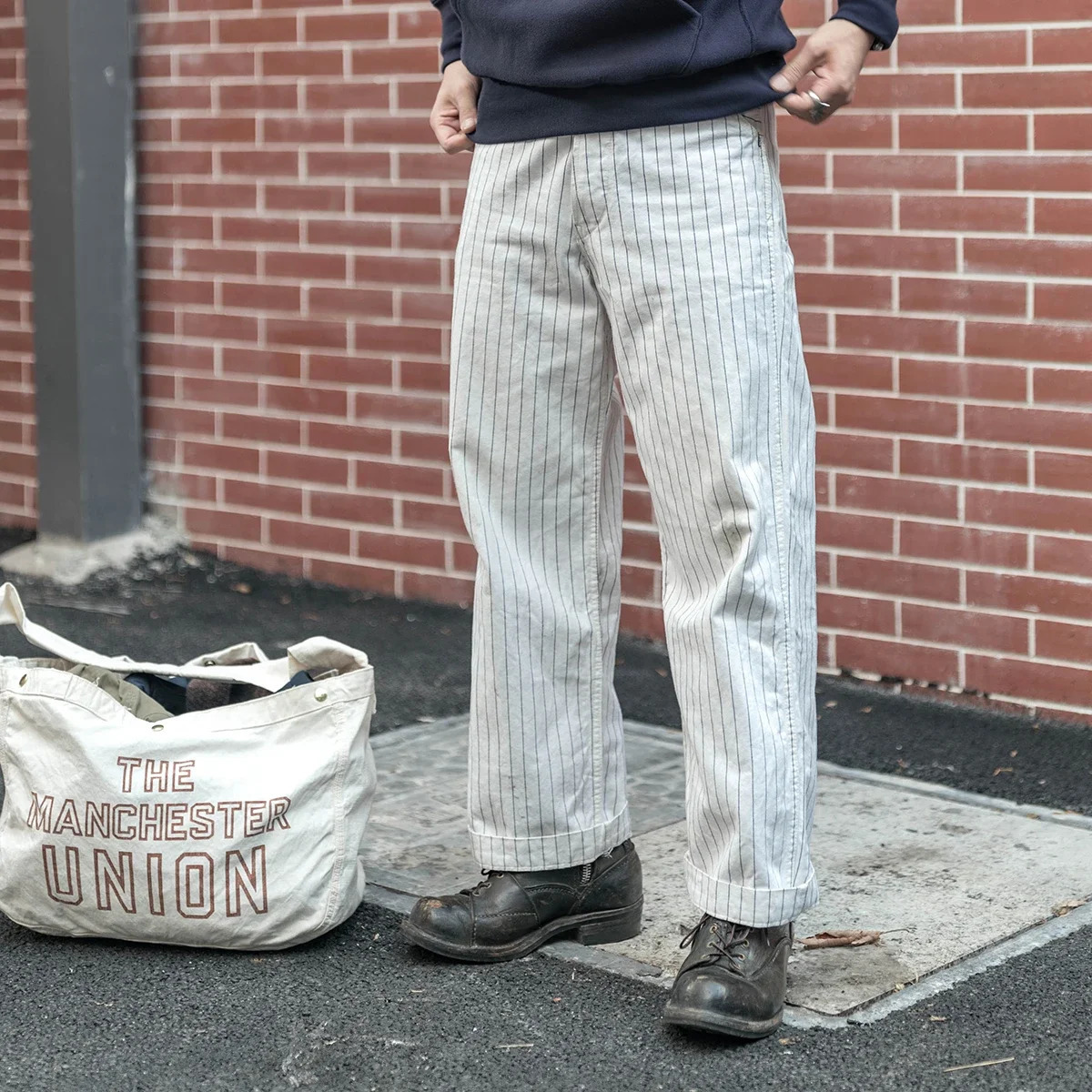 Bronson 50s Mechanic Work Pants Vintage Railroad Carpenter Stripe Trousers Workwear 241018