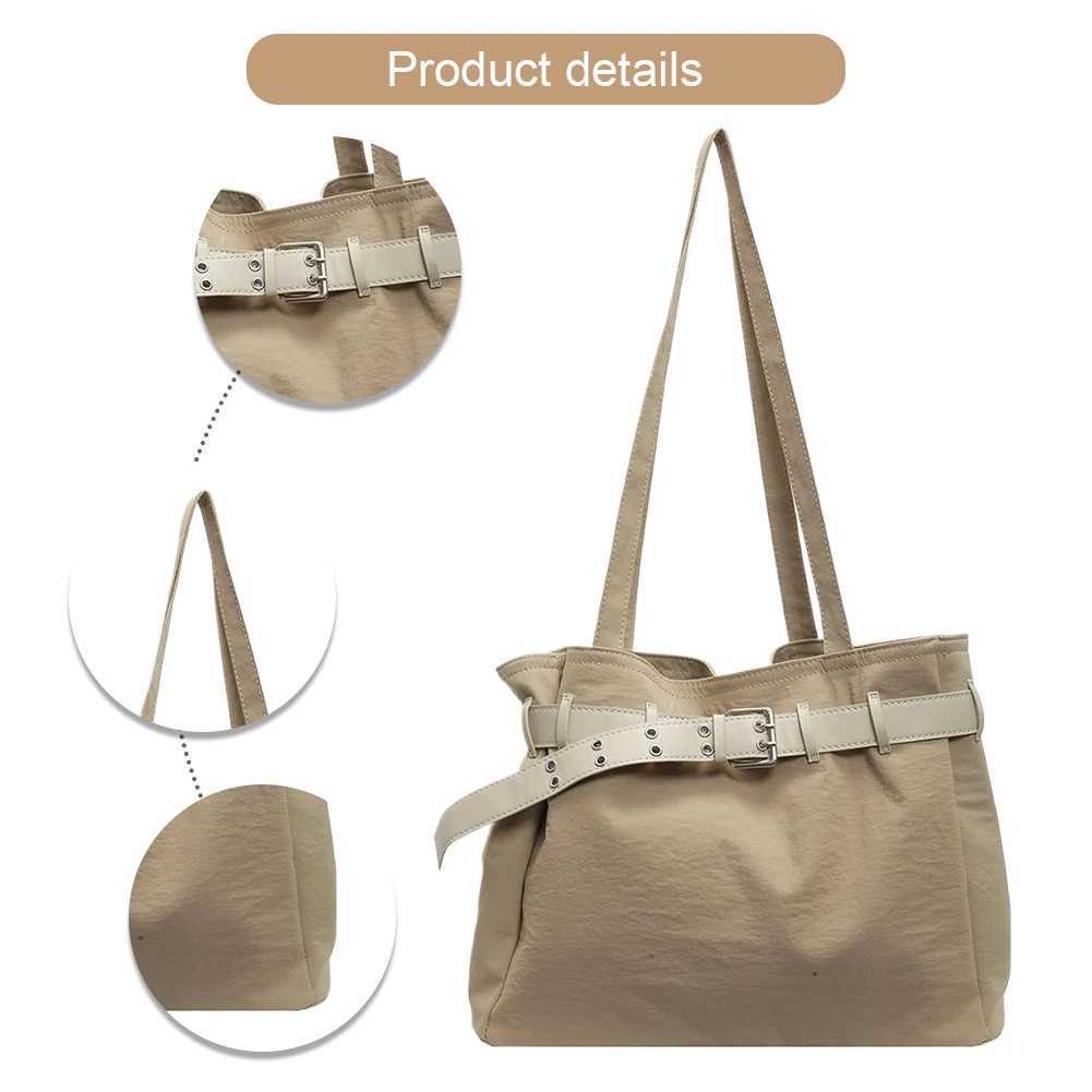 Ladies Tote Bag with Inner Pockets Nylon Shoulder Belt Buckle Hobo Daily Shopping Work 241018