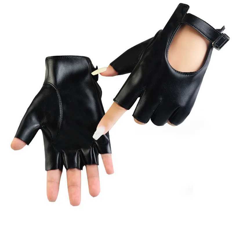 Real athlete finger short show stage performance driving gloves white silver square Buck half finger fitnessW241018