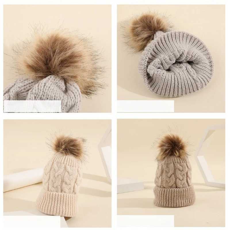 New Autumn Winter Baby Hats For Newborn Knitted Baby Dome Hat Warm Hat For Girls Boy Solid Color Versatile Baby Cap Mother Kids LX241018
