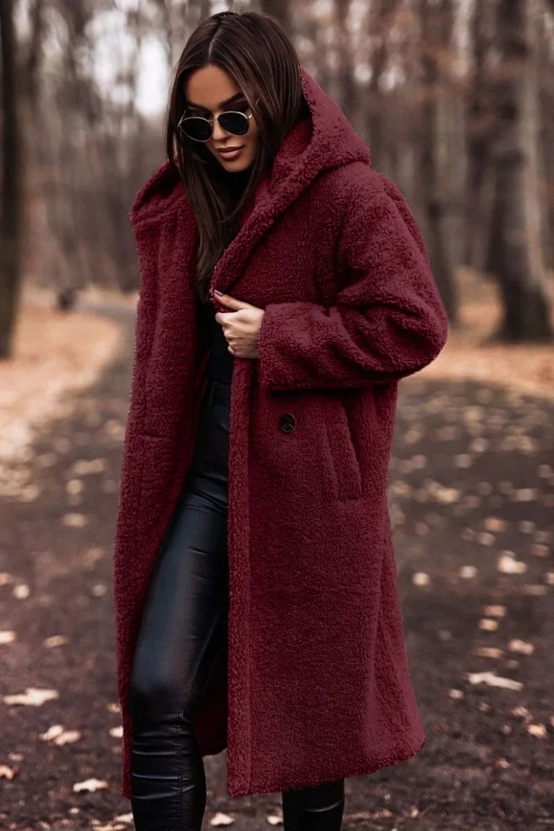 Keep Warm Single Button Coats Blends Solid Color Pockets Long Jackets Autumn and Winter Longsleeved Woolen Womens Coat 241018