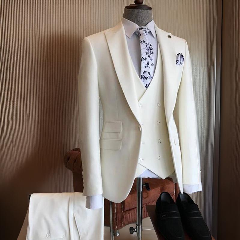 Formal Groom Tuxedo For Wedding Prom Business Men Suits 3 Pieces Slim Fit Male Fashion Jacket Vest With Pants 2024
