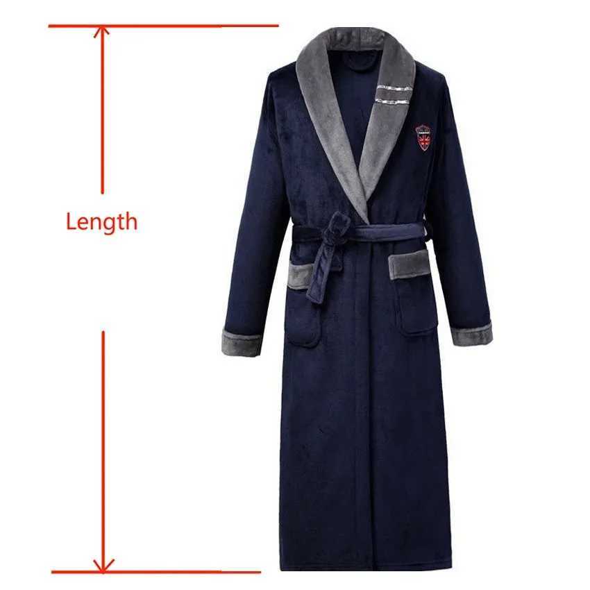 Men Casual Kimono Bathrobe Autumn Winter Flannel Long Robe Thick Warm Sleepwear Plus Size 3XL Nightgown Male Loose Home WearXJ241018