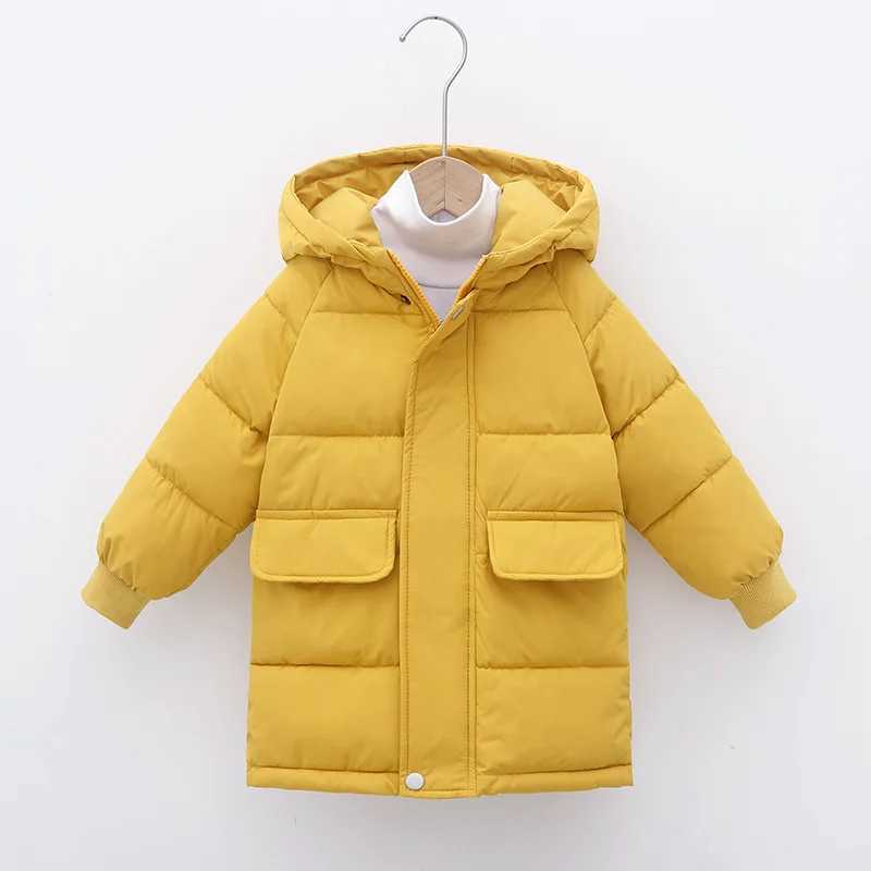 Childrens long coat autumn winter clothing boys and girls cotton pad Parka jacket big childrens thick warm cotton jacket 2-12Y M241018
