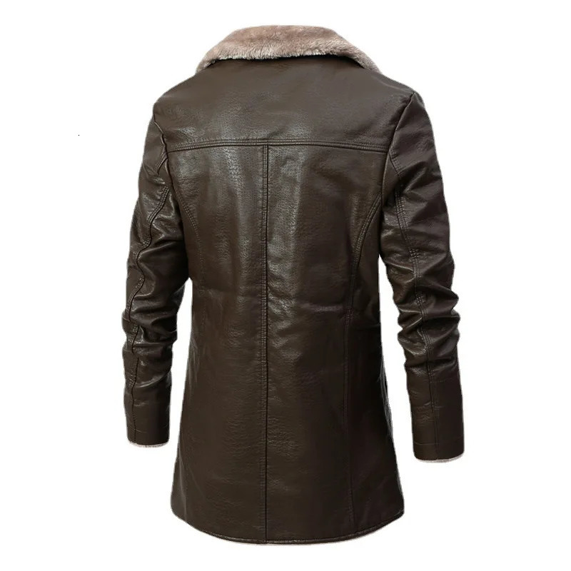 Maidangdi Autumn and Winter Business European Size Plush Collar Suit Flat Mao Button Length Jacket for Mens 241018