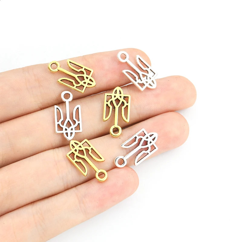 50pcs Tryzub Vintage Rune Alloy Charms Symbol Pattern Earrings Pendants For DIY Bracelets Necklaces Jewelry Accessories 241010