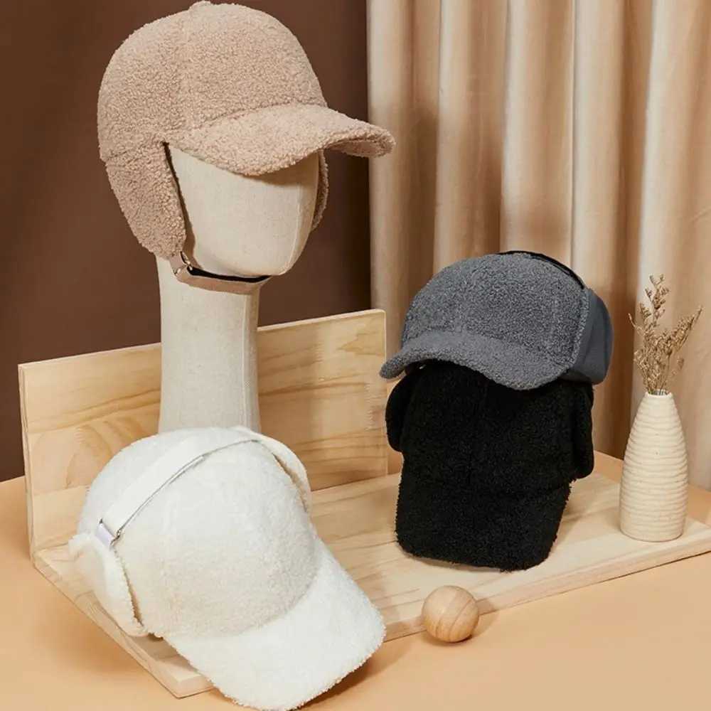 New winter lamb fleece thickened baseball cap men and women luxury simple trend outdoor windproof ear protection warm peaked hatX241018