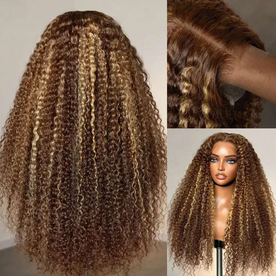 200 Density 30 40 Inch 4/27 Highlight Ombre Colored Curly 13x6 Lace Frontal Human Hair wigs Deep Wave 13x4 Wigs For Women