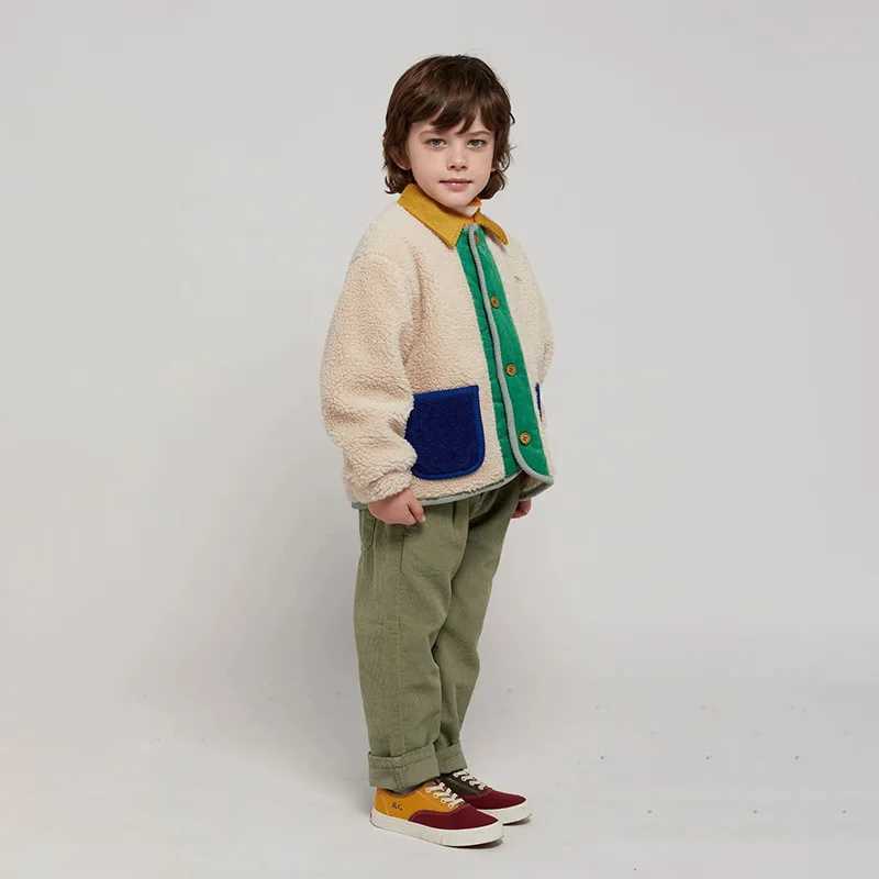 Childrens clothing winter cashmere zipper jacket baby warm double-sided color block jacket fashionable casual jacket M241018