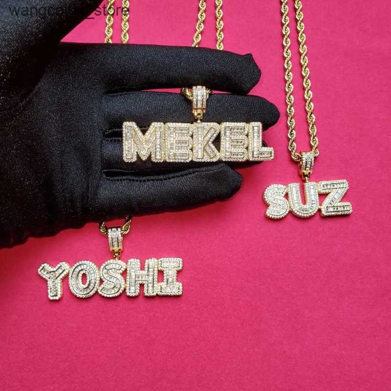 Chokers Grandbling custom letter pendant with ice carved zircon letters Neclace with rope chain suitable for womens hip-hop necklace suitable for men 
