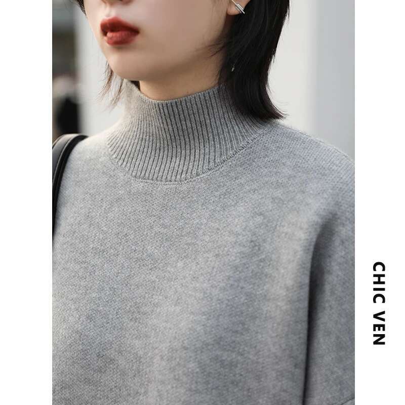 CHIC VEN Women's Sweater Solid Turtleneck Loose Pullover Womens Winter Sweaters Thick Warm Woman Tops Female Coat Autumn 2022