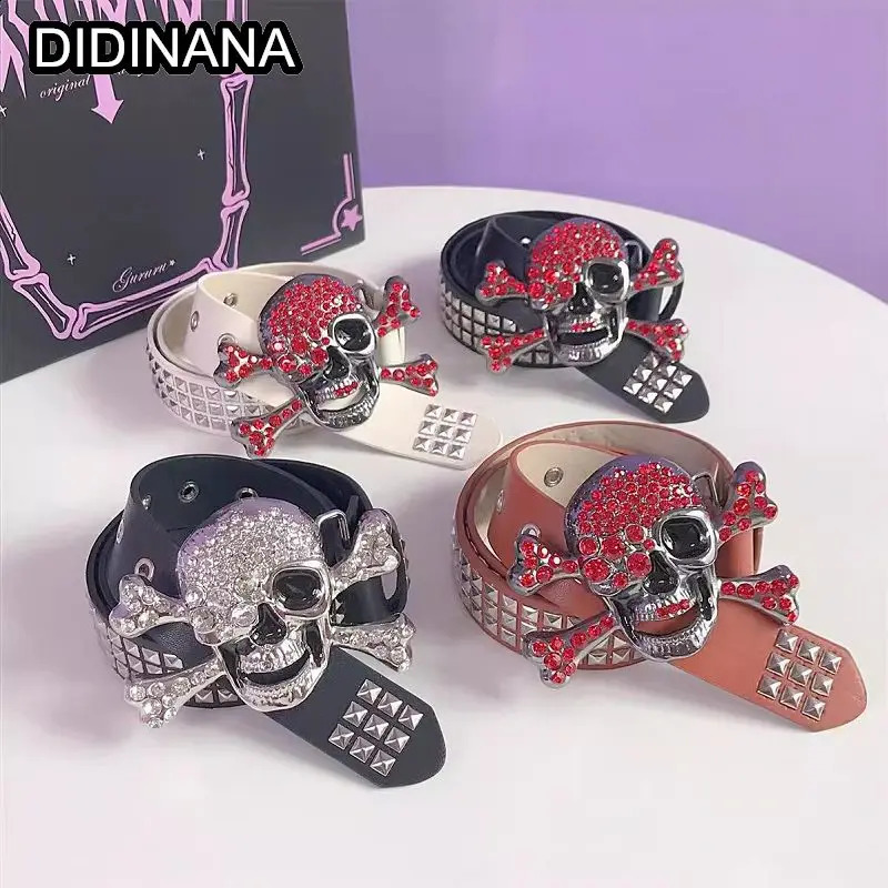 Womens Y2K Womens Gothic Punk Pendant Riveted Hairy Belt Western Cowboy Belt Womens Hip Hop Steampunk Belt 241018