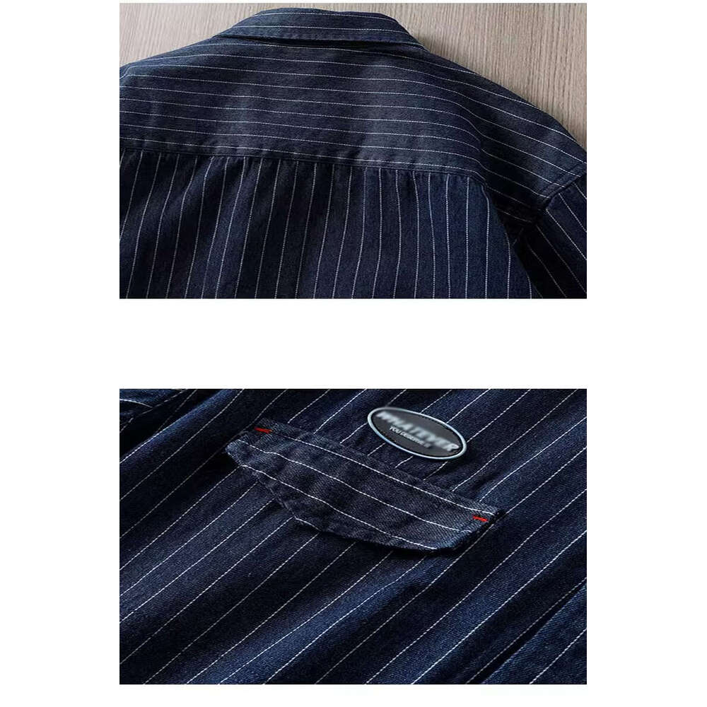 shanshi Men's shirts Cowboy long sleeved trendy in striped workwear shirt jacket men's casual handsome high-end feeling