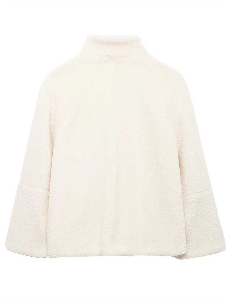 BZVW Lamb Wool Turtleneck Woolen Coat For Women Zipper Pockets Solid Color Minimalism Casual Coats 2024 Autumn New 25A9109X241018