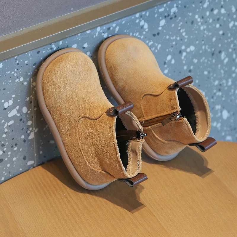 Boots Girl Winter Boots Warm Soft Bot Childrens Snow Boot Fashion Causal Plush Kids Boys Ankle Cotton Boots Versatile Side Zipper H241018