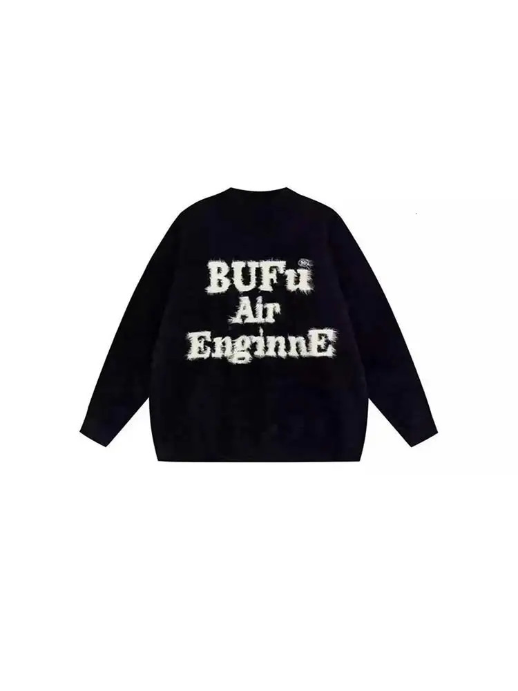 Cashnere Letter Embroiderymens Warm Sweater Fashion Fleece Mohair Knitted Pullover Autumn Street Oversized Long Sleeve Jumper 241018
