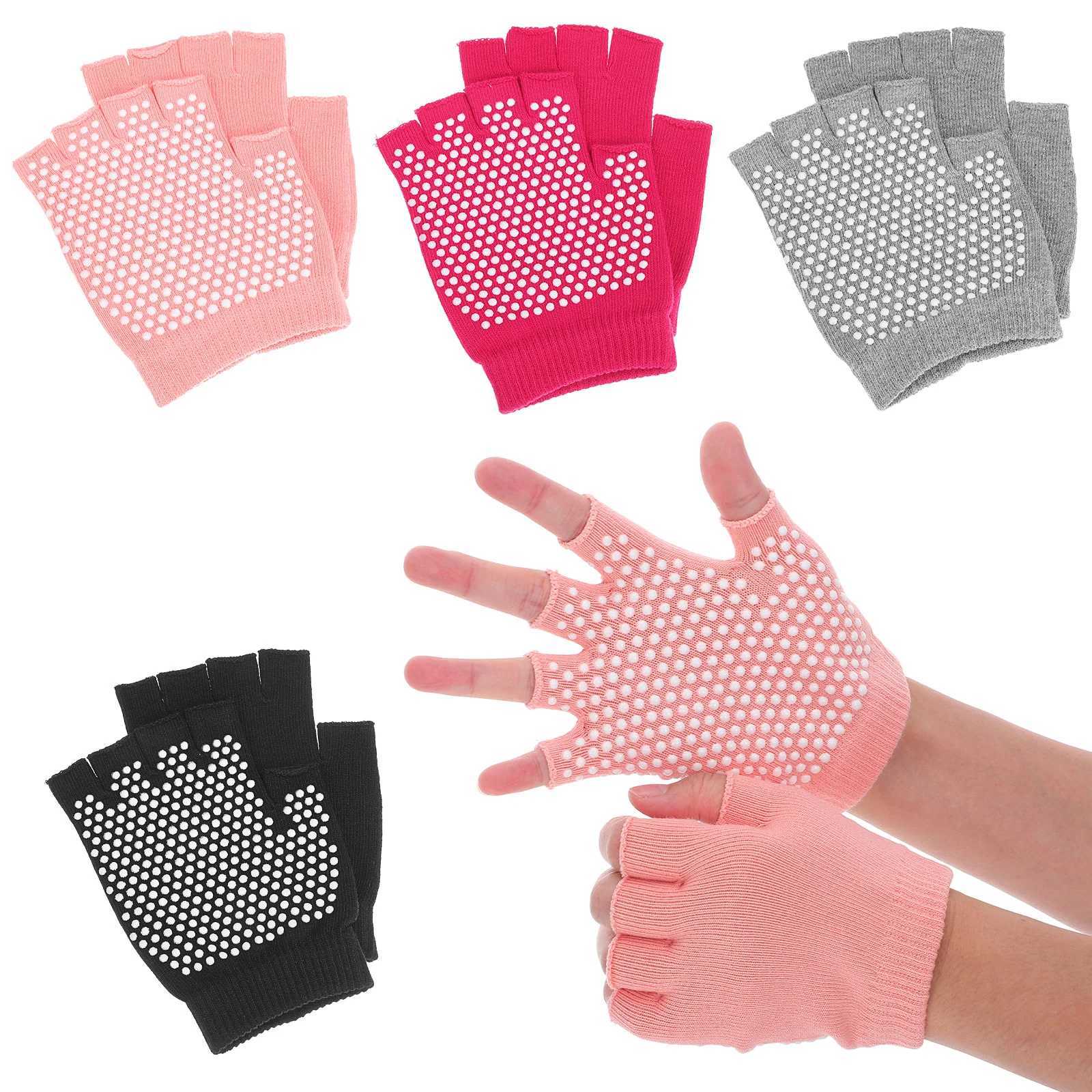 4 pairs of yoga cycling anti slip gloves ladies grip skiing grip cotton fingers womens fitnessW241018