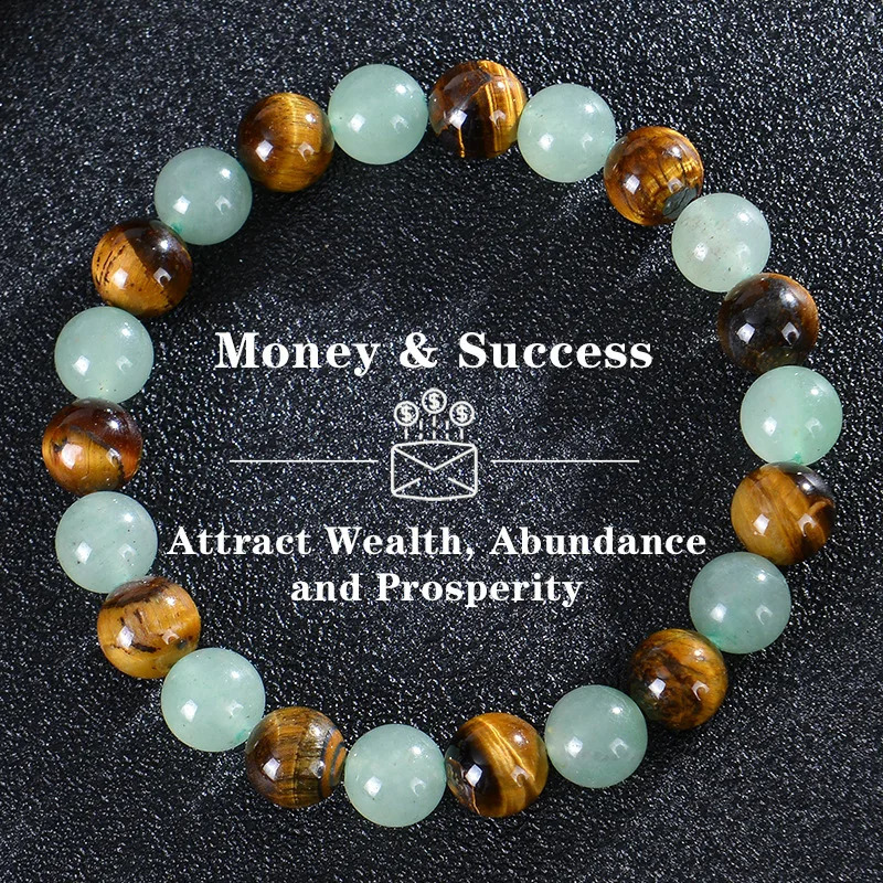 Money Success Bracelet Womens Gemstone Natural Stone Tiger Eye Aventurine Retro Jewelry Bracelet Fashion Boyfriend Gift 241018