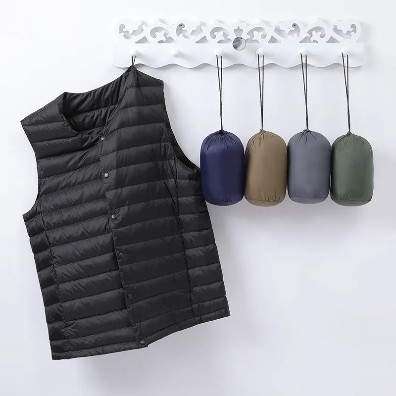 Mens Sleeveless Er 2023 New Autumn Winter Ultra Lightweight Packable Warm White Duck Down Men Vest Jackets