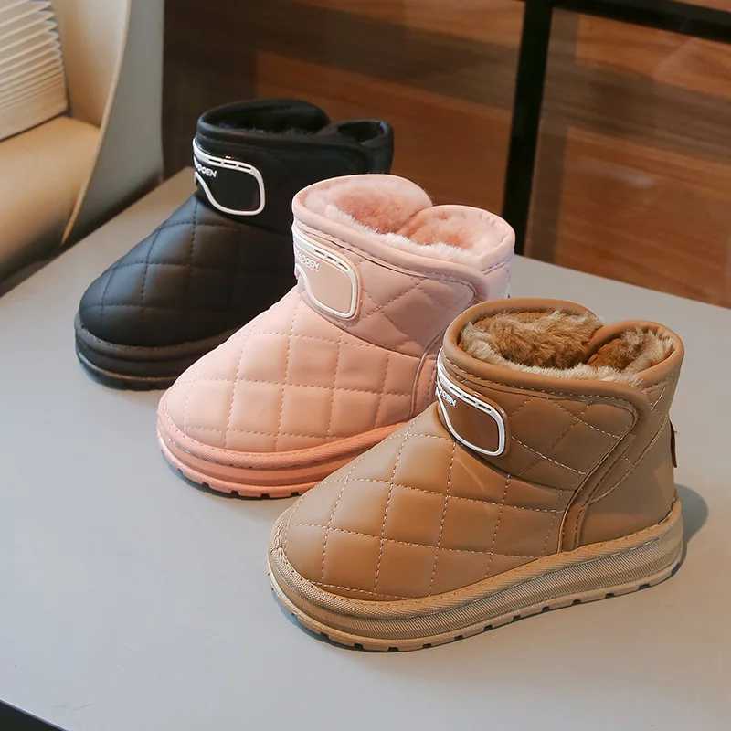 Boots Children Snow Boots for Boys Girls Medium Big Kids Autumn Winter Warm Thermal Thick Plush Cotton Ankle Boots 2024 New Classic H241018