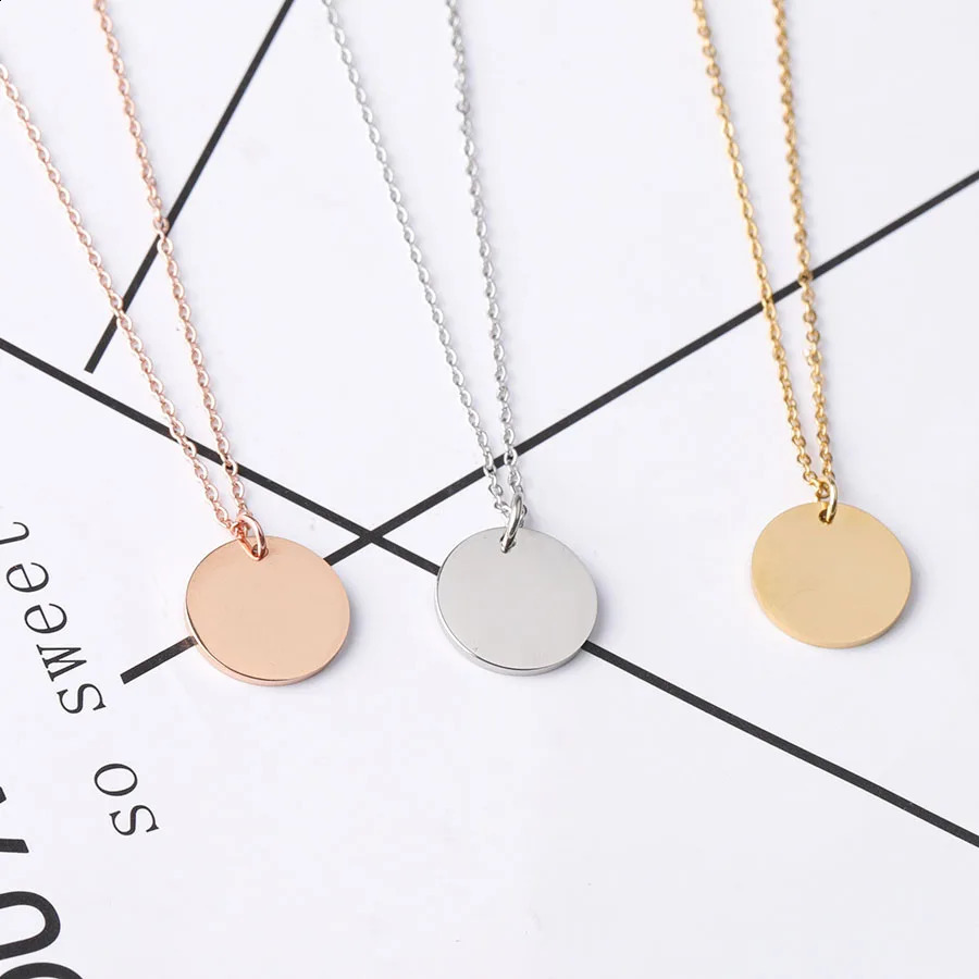 10Pcs 20mm 25mm stainless steel mirror polished necklace PVD galvanized disc pendant necklace 241018