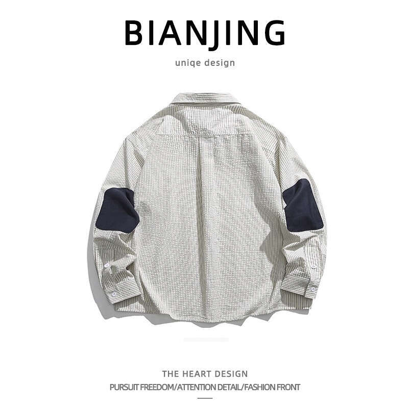 shanshi Men's shirts High street wide striped shirt, men's women's brand, spring autumn top trendy interior casual and handsome versati