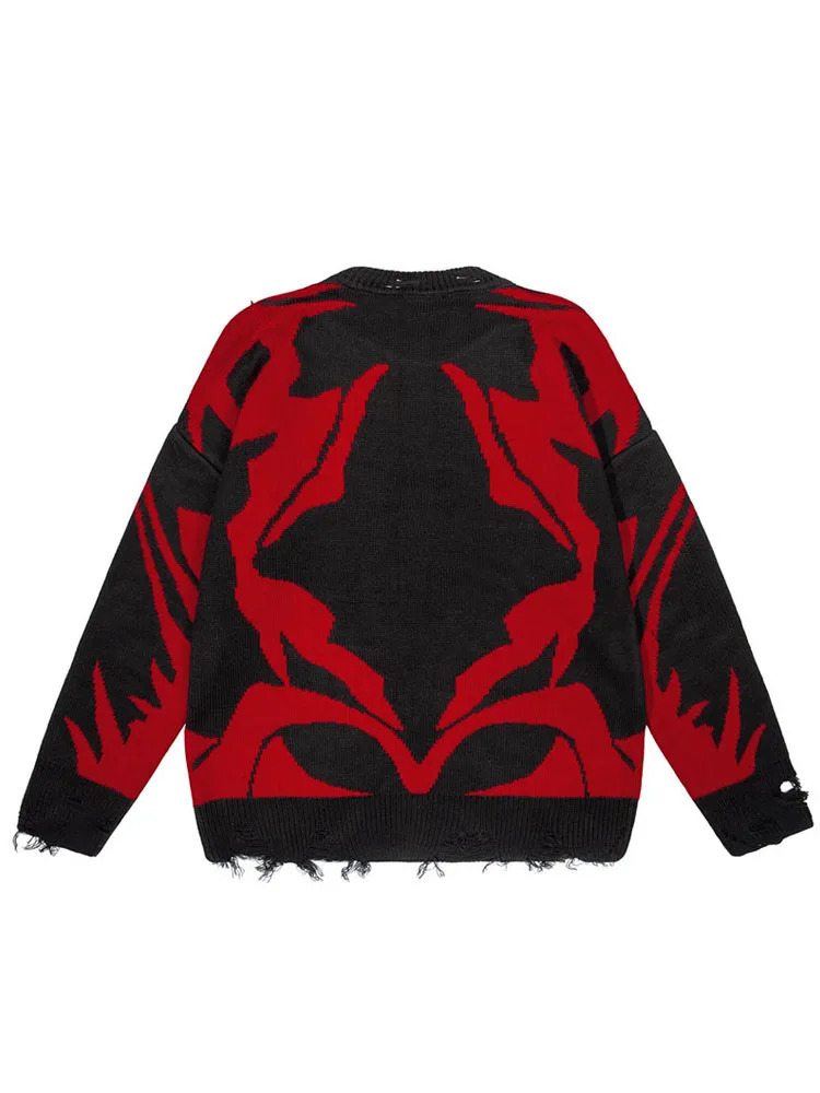 Mens Sweater Y2k Gothic Long Sleeve Tops Winter Pullover Knitwear Oversized Korean Graphic StreetwearJumper Vintage Clothing 241018
