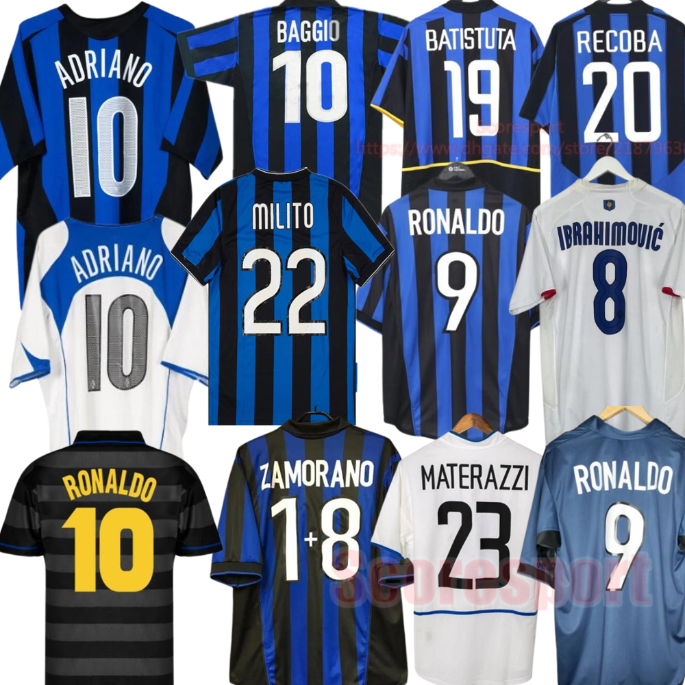 ADRIANO MILITO ZANETTI Vintage Soccer jerseys finals 2009 Eto'o SNEIJDER Classic Football Zamorano RECOBA 97 98 99 02 03 04 05 BAGGIO MATERAZZI 07 08 09 10 11 Inter Kit