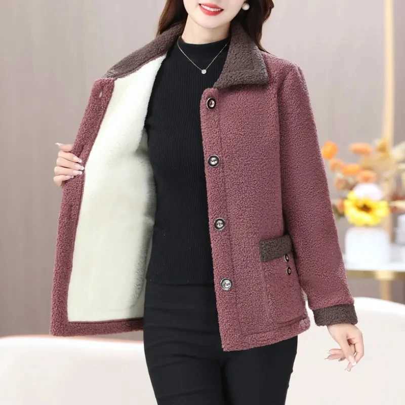 Winter Jacket 2023 New Womens Imitation Lamb Wool Coat Loose plush Warm Granular Fleece Cotton Padded Coats Parkas Female TopsX241018