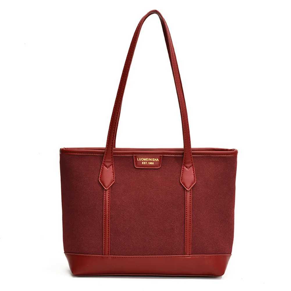 Ladies Suede Tote Bag with Zipper Shoulder Solid Color Underarm Shopping Commuter 241018