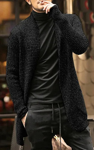 Medium Length Mens Cardigan Knitting Wool Solid Thick Warm Autumn Winter Fit Comfortable Soft Casual Fashion Male Sweater 241018