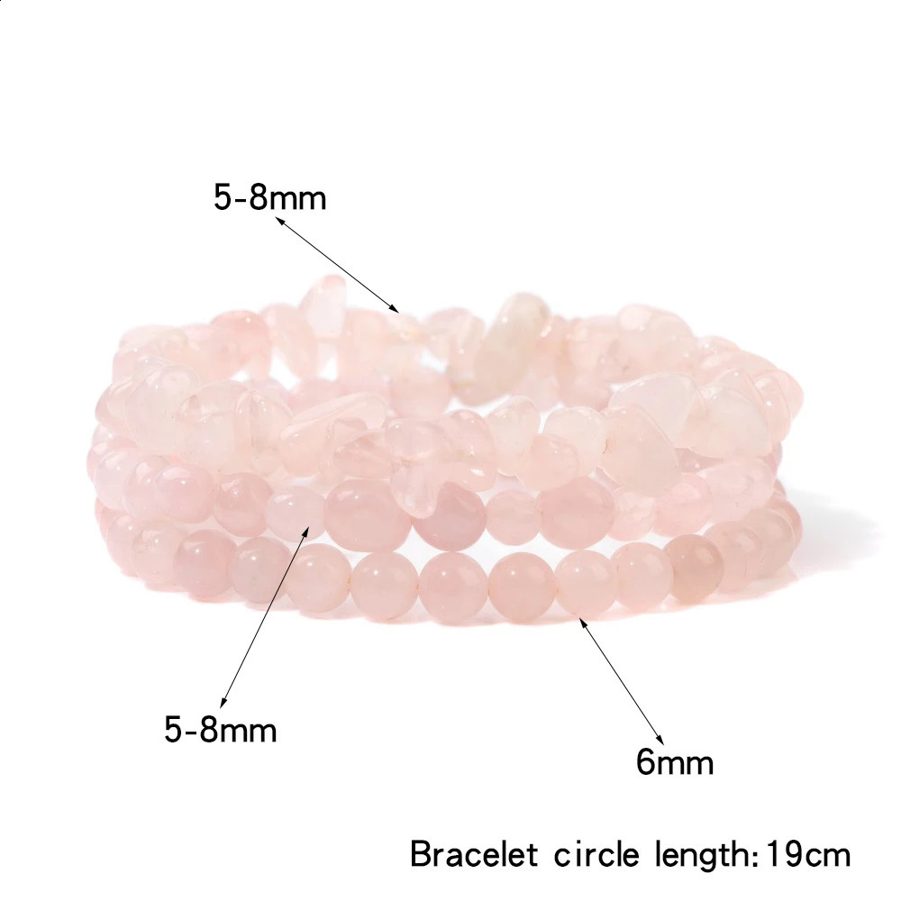 3 pieces/set of natural stone bracelets tiger eye lapis lazuli rose quartz bracelets round irregular bead bracelets 241018