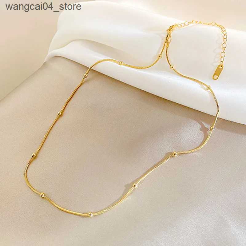 Chokers Popular 925 sterling silver round bead necklace minimalist charm necklace womens exquisite jewelry L240910