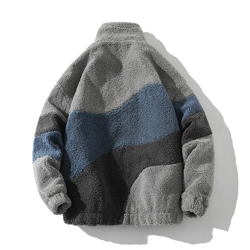 Hip Hop Winter Faux Fur Fleece Jacket Streetwear Men Women Harajuku Patchwork Fuzzy Jackets Casual Couples Zipper Warm Coat 241018
