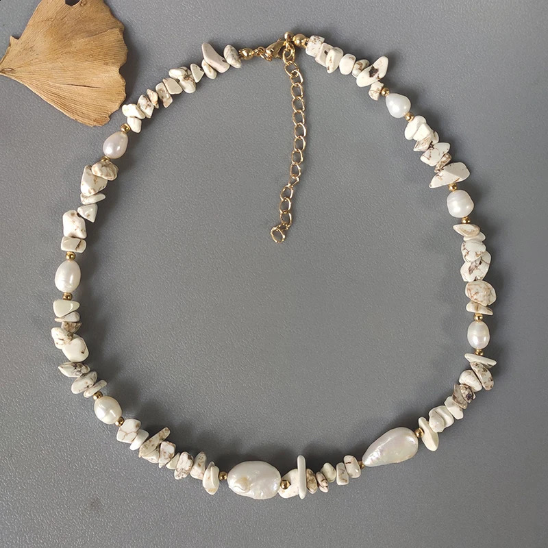 Natural Stone Short Necklace Creative n Irregular Gravel Freshwater Pearl Mixed Jewelry Womens Fashion Party Necklace 241018