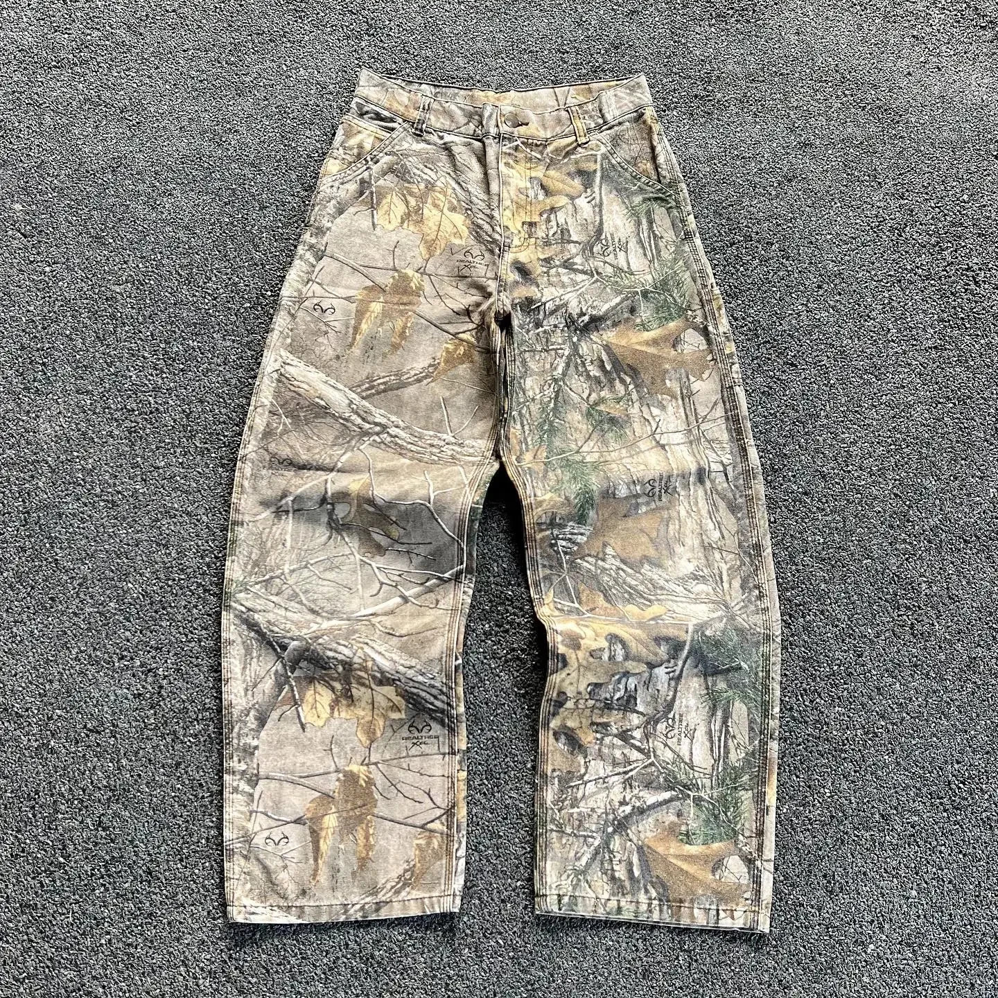 2000s American Vintage Jeans Leaf Print Oversized Hip Hop Men Women Goth Fashion Loose Casual Pants Streetwear 241018