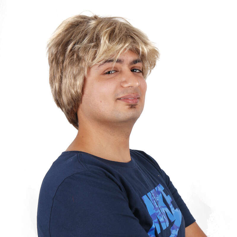 Golden Brown Short Hair Wig, Fluffy And Handsome Men's Wig