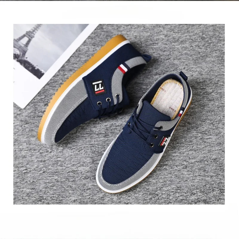 New Men S Canvas Lightweight Sports Casual Mesh Breathable Vulcanized Shoes For Classic Fashion Lace Up Work Shoe Ddmythur