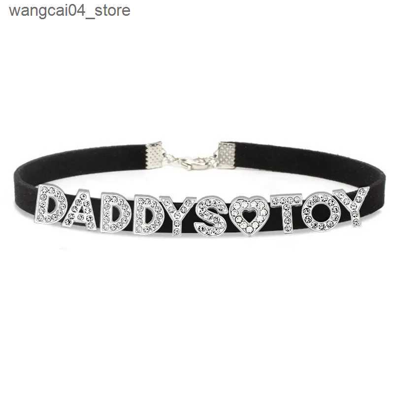Chokers Fashion rhinestone letters DADDYS toy necklace Korean womens leather necklace custom sexy necklace jewelry L240910
