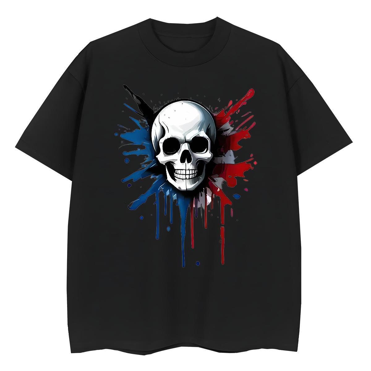 TOP Quality Women T Shirts 100% Cotton 230g Short sleeve Soft Sports Street Wear skull Unisex Tshirts Nice Cartoon Floral Printing Tees