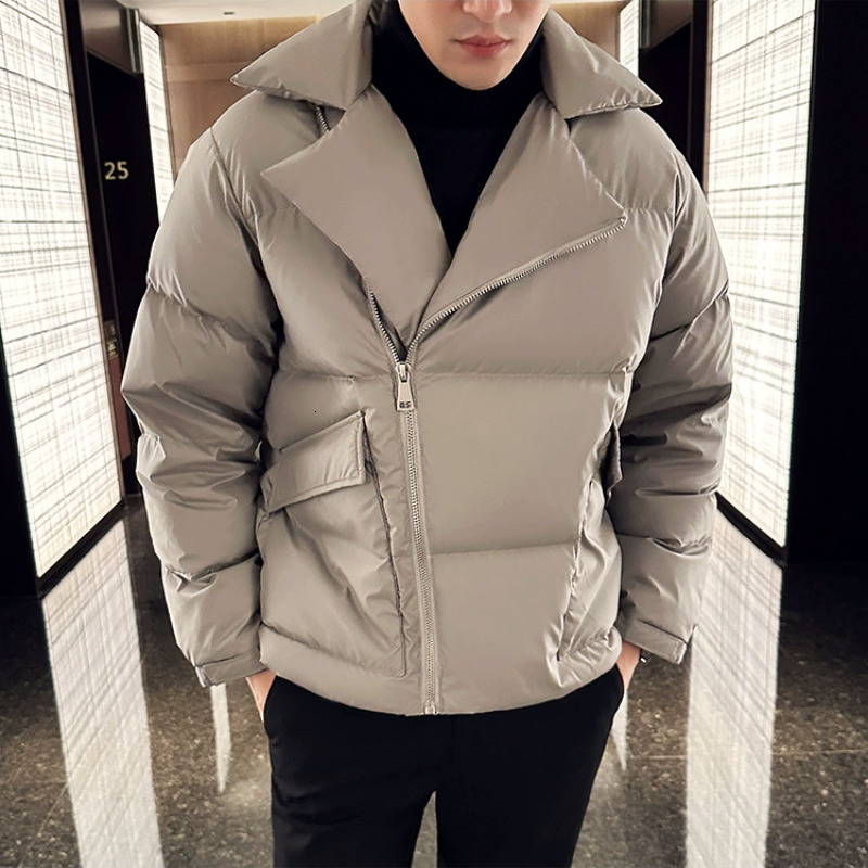 Winter White Duck Down Coats High Quality Large Lapel Bread Coat Streetwear Fashion Short Loose Outdoor Warm Jacket