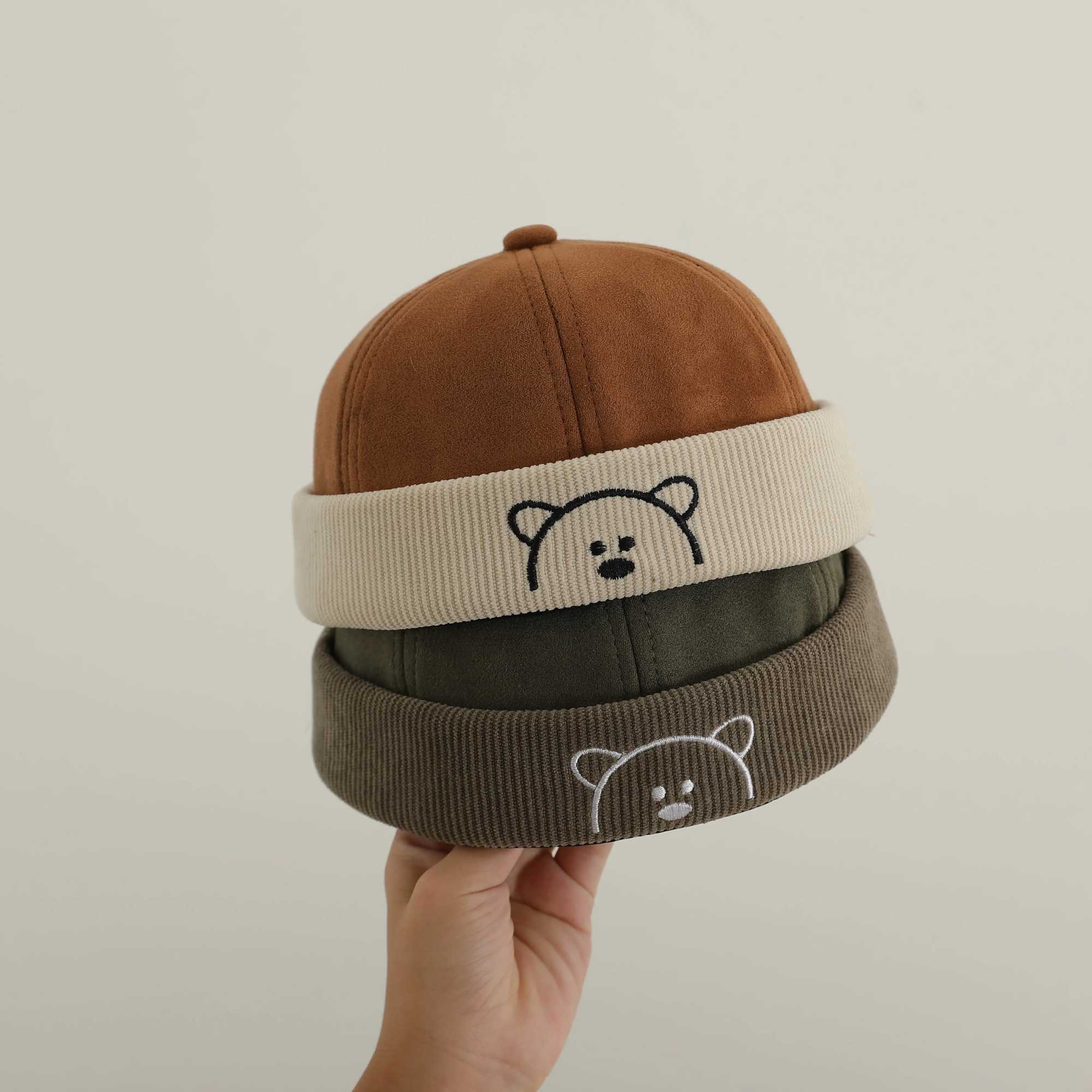 Korean Baby Adjustable Landlord Hats Boy Girl Hip Hop Docker Cap Solid Color Brimless Hats Fashion Children Melon Caps LX241018