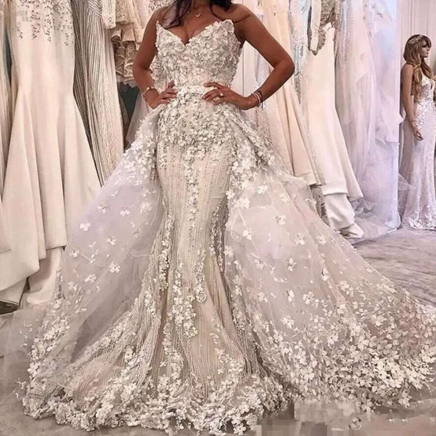 Dresses Detachable Mermaid With Beaded Train Modest D Ral Sweetheart Dubai Arabic Corset Princess Wedding Gown ubai