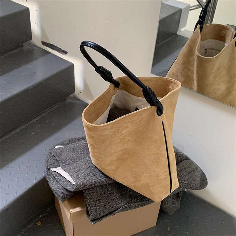Handbag Small Retro Suede for Women Casual Versatile Handle Shoulder Bags Female Commuter Brown Purse Travel Underarm Bag