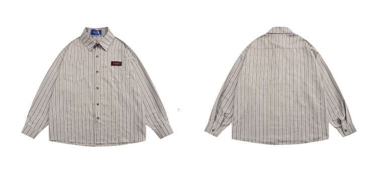 shanshi Men's shirts Spring Autumn new style lapel long sleeved striped and women casual student versatile shirt for men