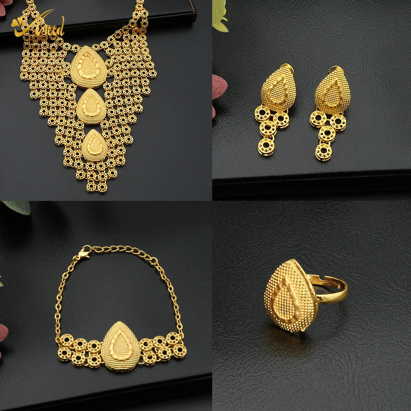 ANIID Ethiopian Eritrea Traditional Habesha Bridal Dubai Jewelry Set For Women 24K Gold Color Large Jewelry Nigerian Wedding 241018
