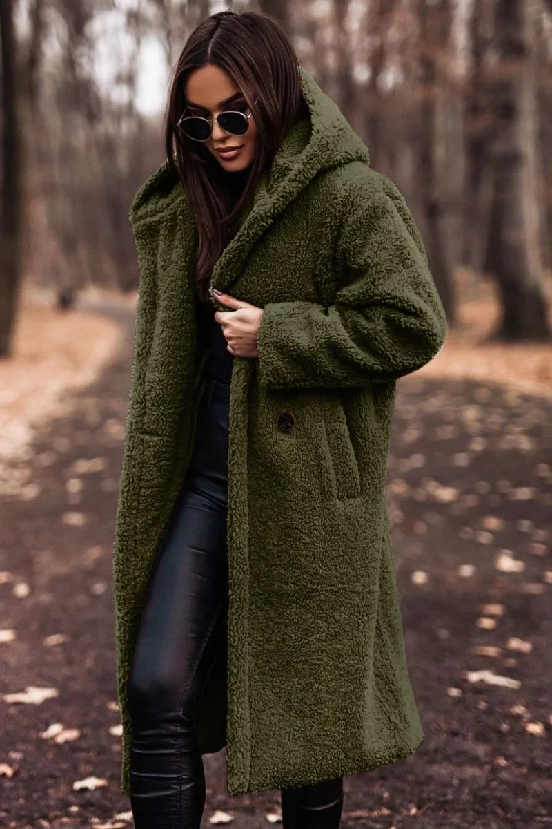 Keep Warm Single Button Coats Blends Solid Color Pockets Long Jackets Autumn and Winter Longsleeved Woolen Womens Coat 241018